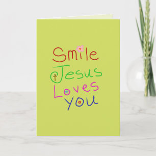 Carte Citation chrétienne « Souriez, Jésus vous aime »