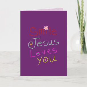 Carte Citation chrétienne « Souriez, Jésus vous aime »