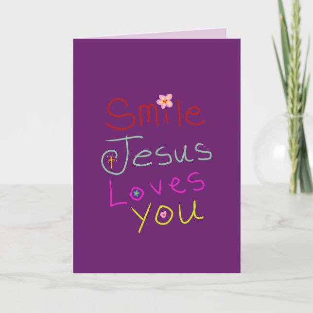 Carte Citation chrétienne « Souriez, Jésus vous aime » (Devant)
