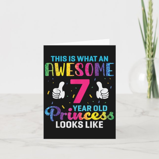 Carte Citation d'anniversaire de la princesse de 7 ans 7 (Devant)