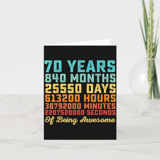 Carte Citation de 70 ans drôle pour un anniversaire de 7 (Devant)