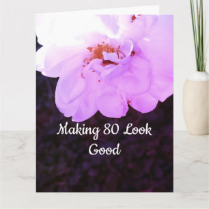 Carte Citation de 80 ans Photo de rose pour fête