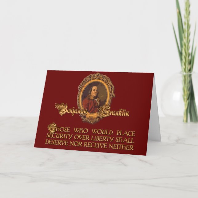 Carte Citation de Ben Franklin :  Sécurité au-dessus de (Devant)