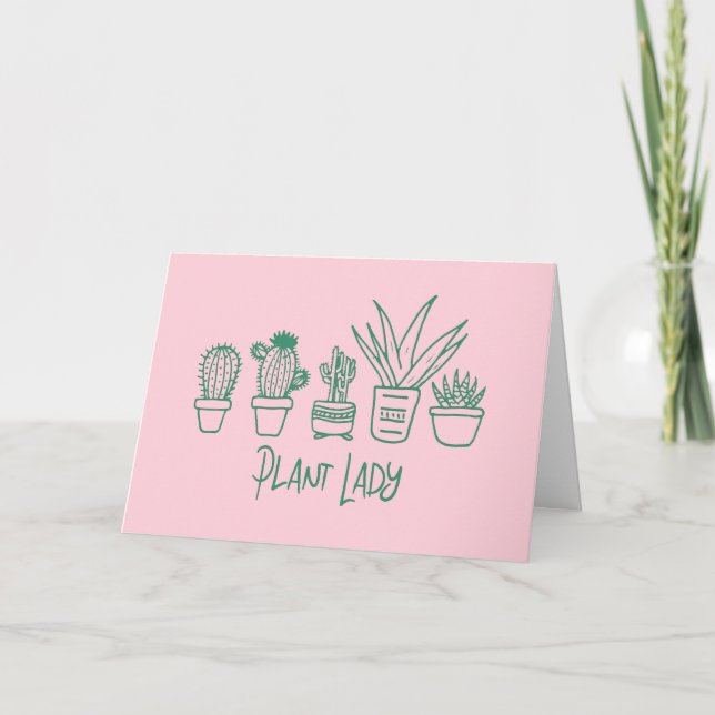 Carte Citation de la mignonne Plante Lady Funny Cactus e (Devant)