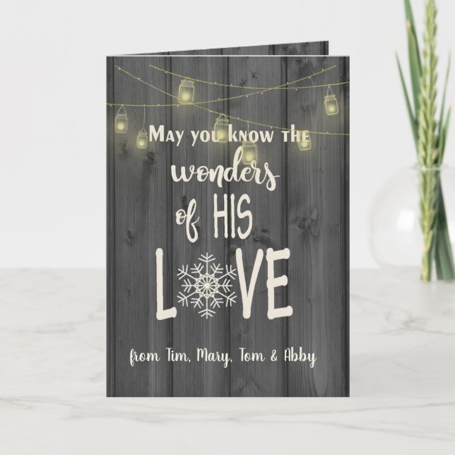 Carte Citation de Noël en bois noir avec fil clair (Devant)