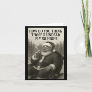 Carte Citation de Noël sur le Père Noël cool qui fume de