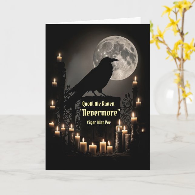 Carte Citation de Raven Happy Halloween par Edgar Allan  (Fleur jaune)