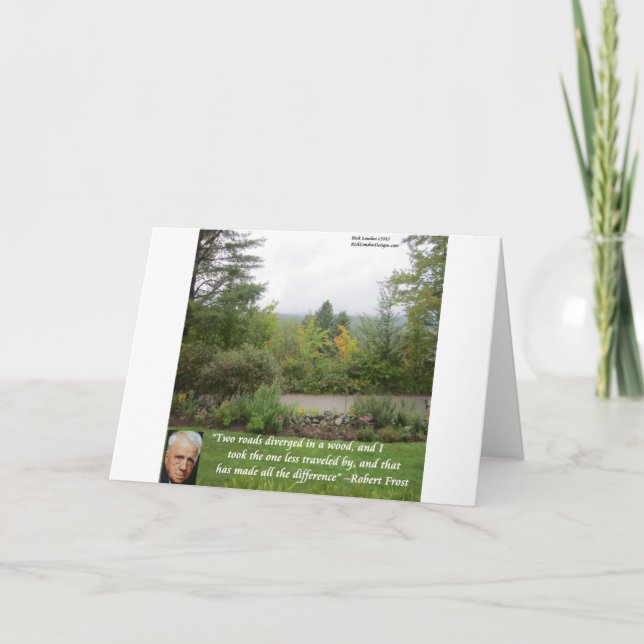 Carte Citation de Robert Frost Wisdom "Road Less Travell (Devant)