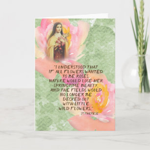 Carte Citation de St. Therese Aquarelle rose Roses