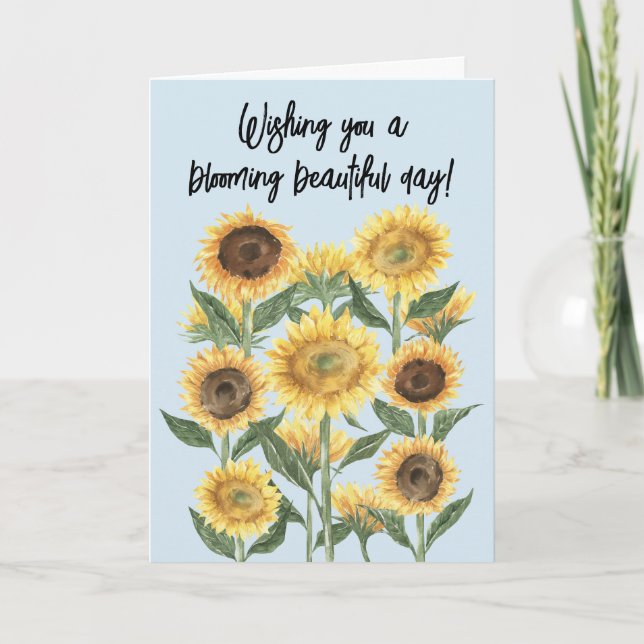 Carte Citation de tournesol floral modifiable (Devant)