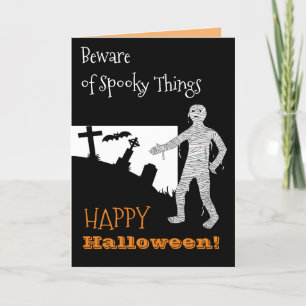 Carte Citation d'Halloween Chat noir sorcière chauve cim