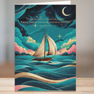 Carte Citation d'illustration minimaliste Turquoise bleu