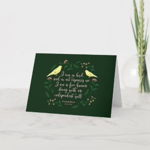 Carte Citation d'Oiseau Floral Vert Charlotte Bronte Jan