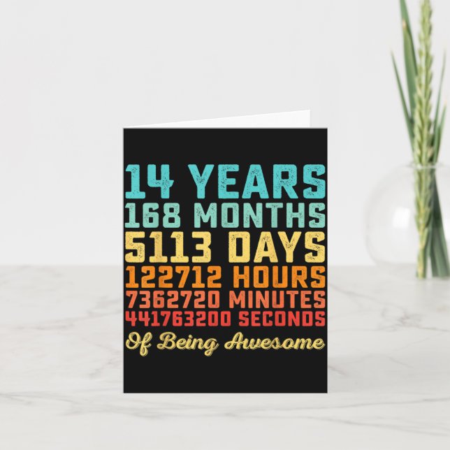 Carte Citation drôle d'anniversaire 14 ans B-Day Math (Devant)