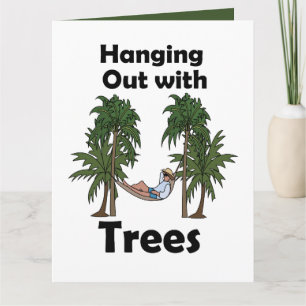 Carte Citation drôle de camping en hamac avec des arbres