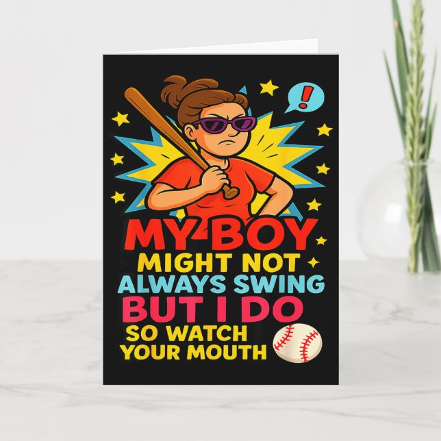 Carte Citation drôle de maman de baseball pour le cadeau (Devant)