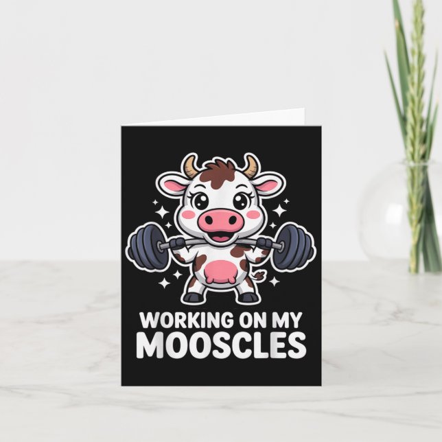Carte Citation drôle de travail sur mes mooscles vache g (Devant)