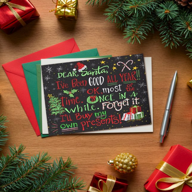 Carte Citation drôle mignonne Noël Cher Père Noël (Créateur téléchargé)