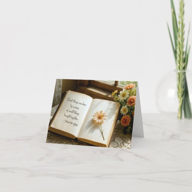 Carte Citation écrite dans un vieux livre ouvert (Devant)