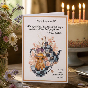 Carte Citation Fantaisiste du Chapelier Fou pour l'Anniv