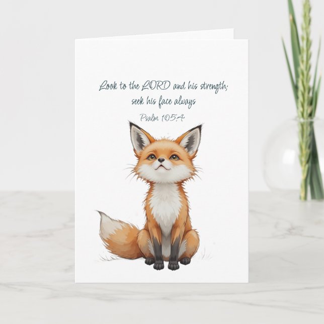 Carte Citation Inspirante Chrétienne Psaume 105:4 Renard (Devant)