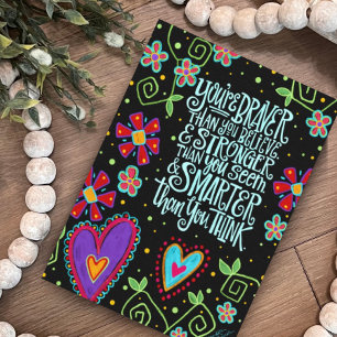 Carte ‘Citation Inspirationnelle Braver, Smarter, Fort E