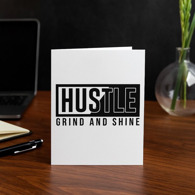 Carte Citation Motivante Hustle Grind et Shine (Créateur téléchargé)