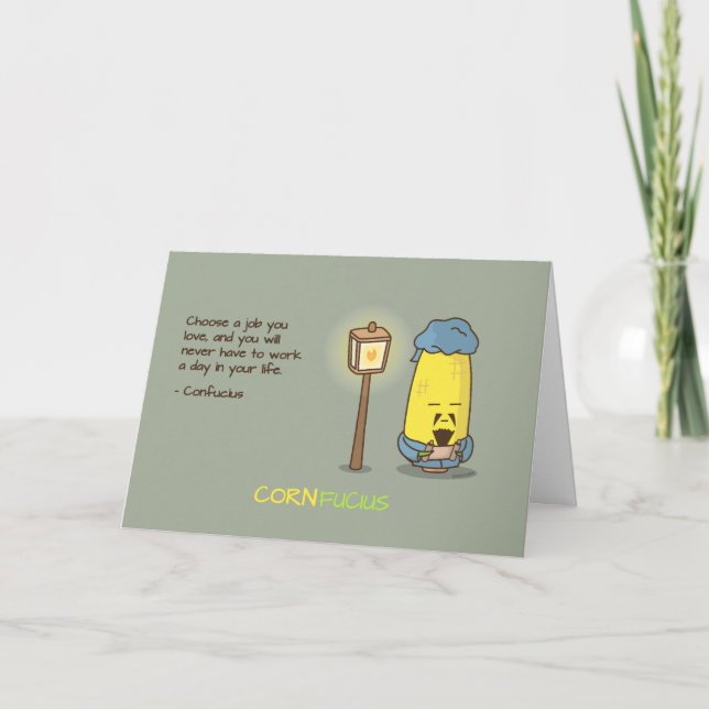 Carte Citation Motivationnelle Cute & Punny Confucius (Devant)