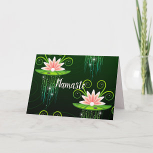 Carte Citation Namaste Merci Lys roses sur tapis vert