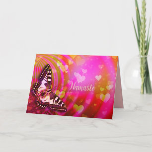 Carte Citation Namaste Merci Papillon Romantique Cœurs