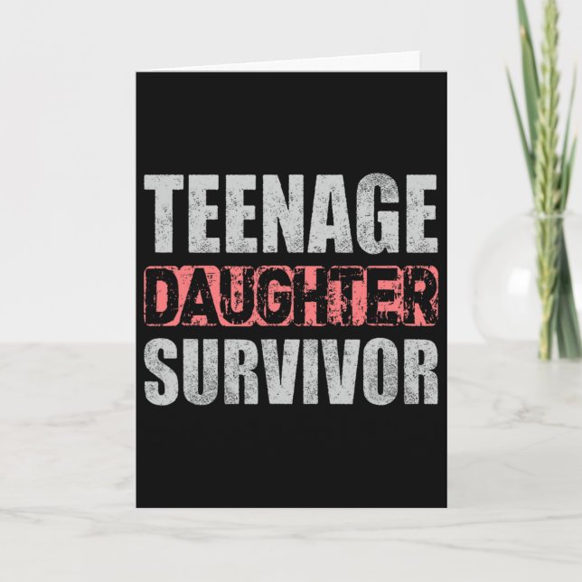 Carte Citation Parents Survivants Fille Adolescente Père (Devant)