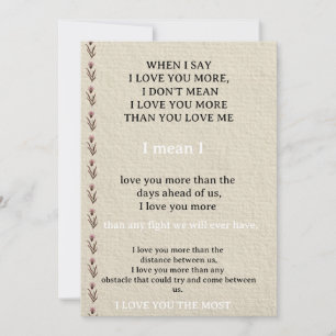 Carte citation romantique « Je t'aime plus » – Min