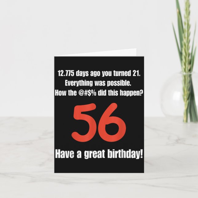 Carte Citations drôles pour 56e anniversaire Célébration (Devant)