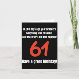 Carte Citations drôles pour 61e anniversaire Célébration