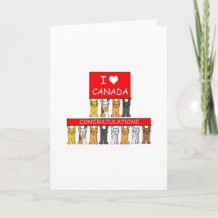 Carte Citoyenneté canadienne Félicitations Chats mignons