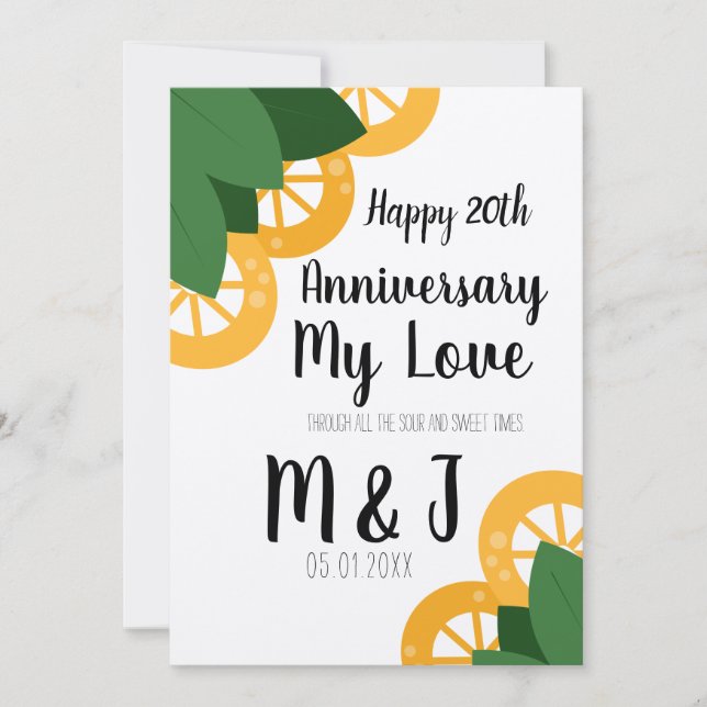 Carte Citron et Feuilles Acide et Sucré Anniversaire (Devant)
