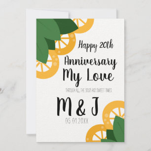 Carte Citron et Feuilles Acide et Sucré Anniversaire