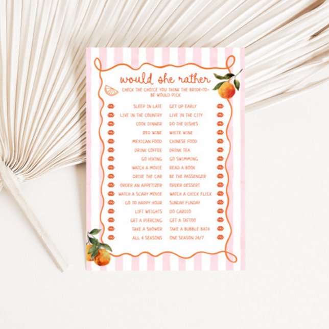 Carte Citron Spritz Rayures Roses Plutôt (Créateur téléchargé)