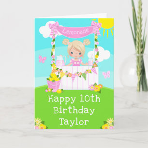 Carte Citronade rose Blonde Hair Girl Joyeux Anniversair