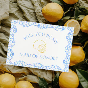 Carte Citrons et carreaux bleus Italien Maid of Honor Pr