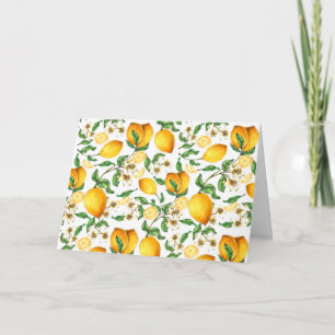 Carte Citrons jaunes et fleurs de citronnier beaux  