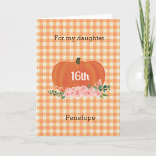 Carte Citrouille à carreaux orange Anniversaire automnal