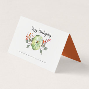 Carte Citrouille Aquarelle verte Thanksgiving