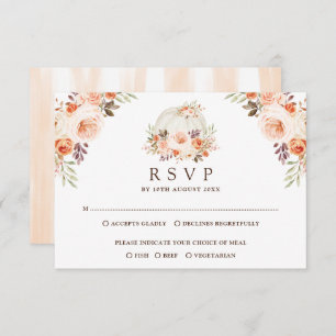 Carte Citrouille blanc rustique automne fleurs mariage R