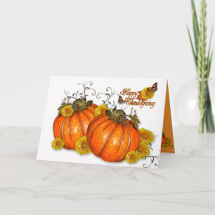 Carte citrouille bon thanksgiving avec poème