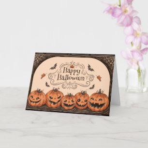 Carte Citrouille chauve-souris effrayante Joy Halloween