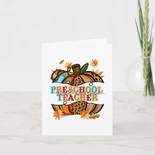 Carte Citrouille d'automne Merci Dieu Professeur d'école (Devant)