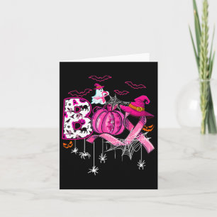 Carte Citrouille de Boo drôle Sorcière Ruban rose Cancer