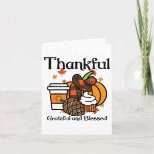 Carte Citrouille de café remerciant gréé béni Thanksgivi