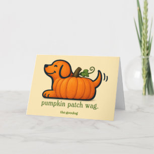 Carte Citrouille de chien peinte à la main et fantaisist